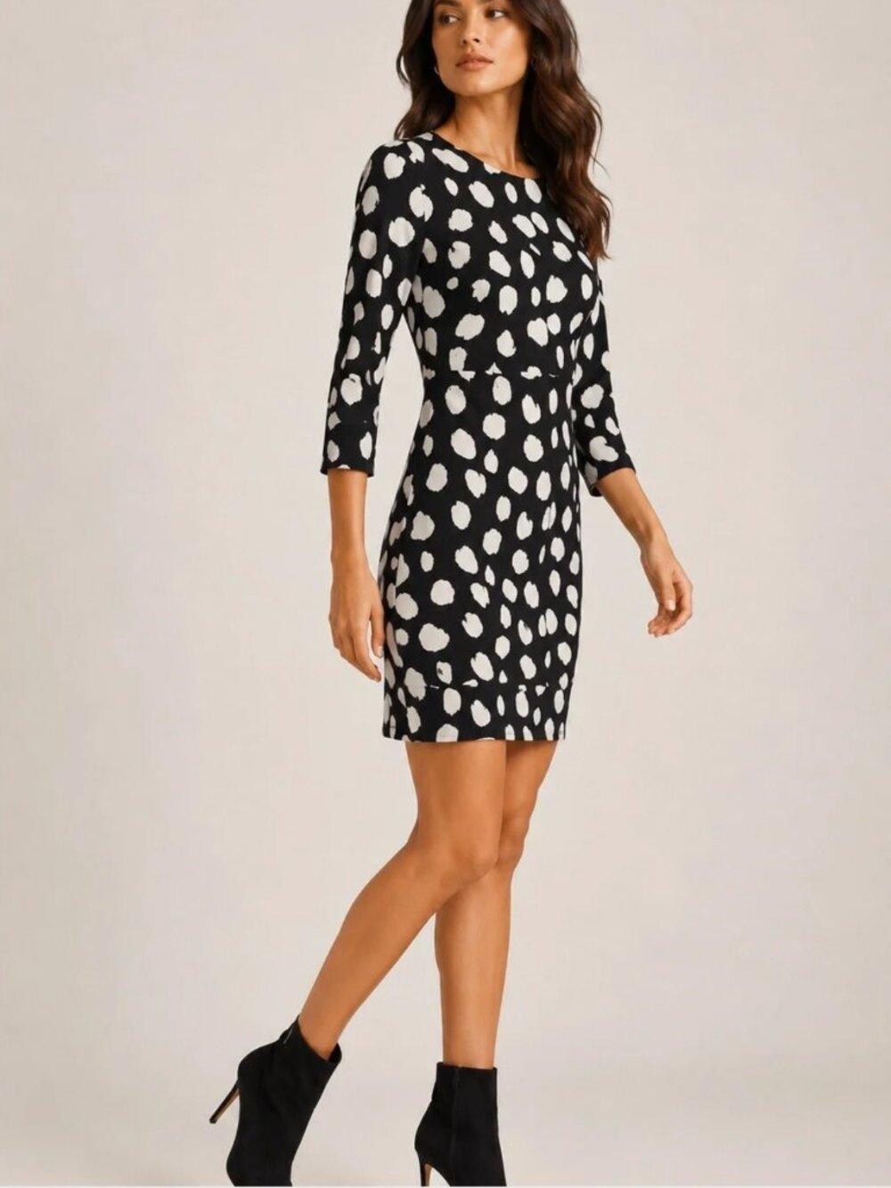 Banana Republic Black White Abstract Dot Sheath Dress Size 8